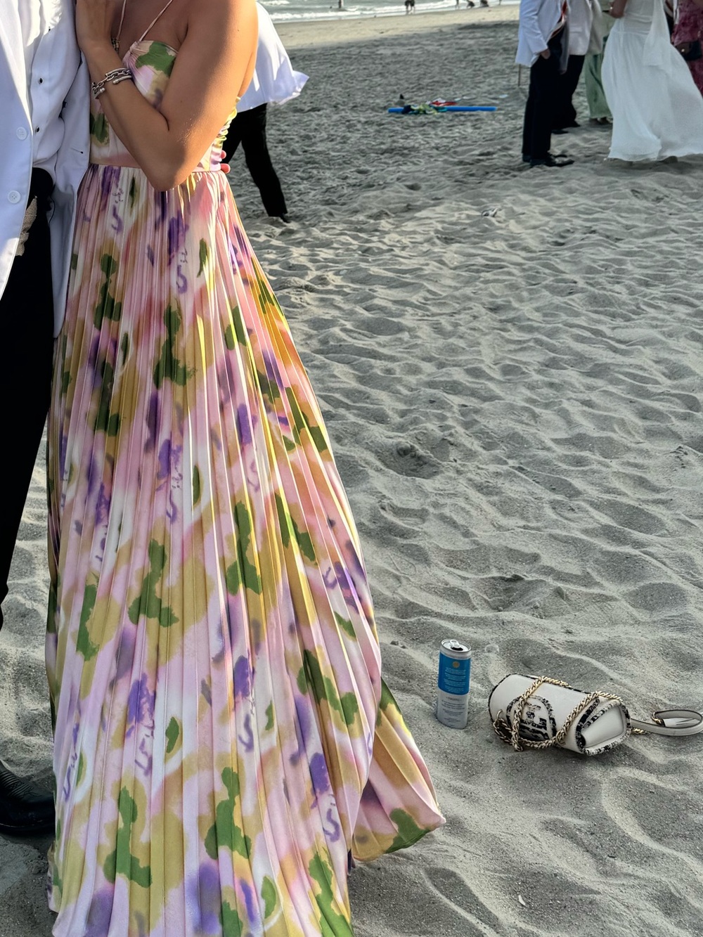 Lulu's Pleated Floral Maxi Skirt in Pink, Green & Purple